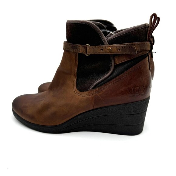 UGG EMALIE STOUT WATERPROOF LEATHER ANKLE WEDGE BOOT US 10 / EU 41 / UK 8.5 - Picture 3 of 13